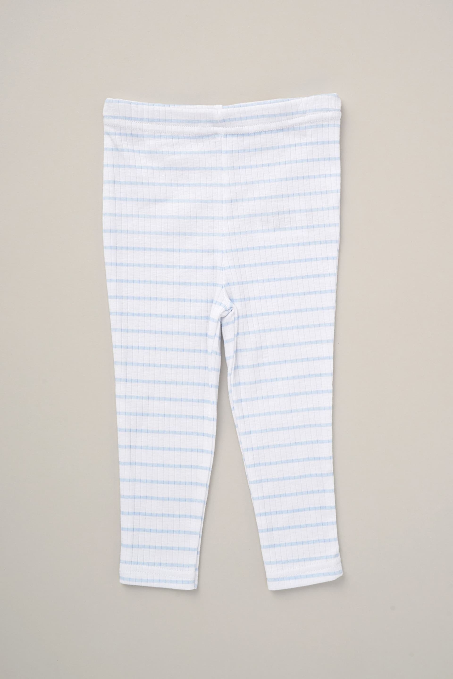 Lily & Jack Blue Broderie Top Stripe Leggings And Headband Outfit Set 3 Piece - Image 4 of 4