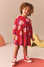 Red 100% Cotton Long Sleeve Jersey Dress (3mths-7yrs) - Image 2 of 7