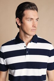 Charles Tyrwhitt Blue Short Sleeve Cotton Stretch Pique Polo Shirt - Image 2 of 5