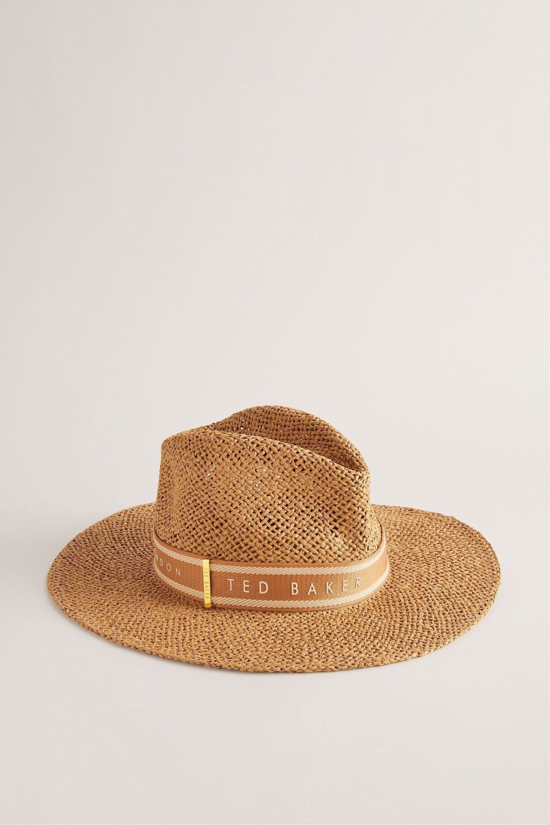 Ted Baker Natural Clairie Faux Straw Fedora Hat - Image 1 of 3