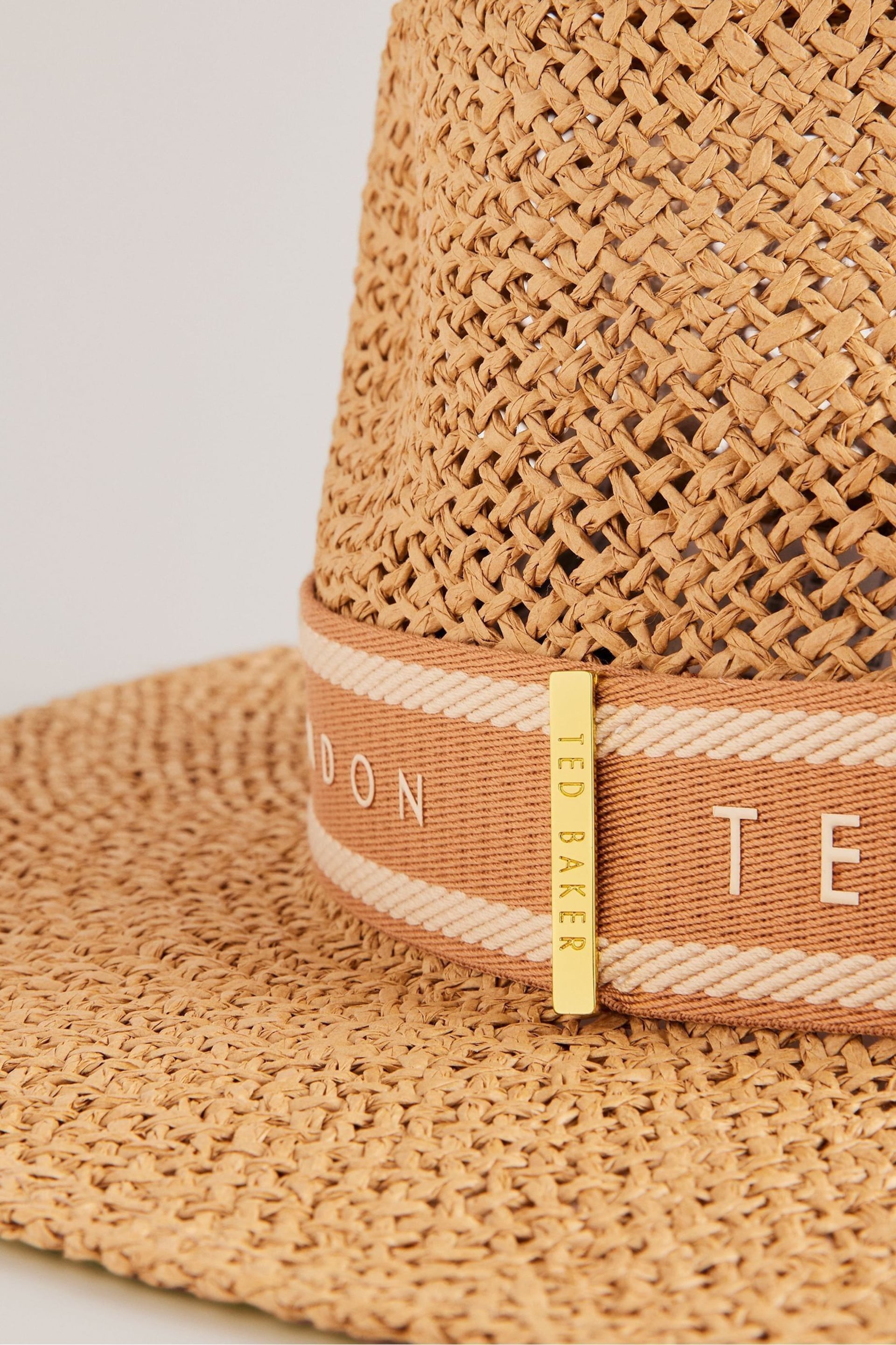 Ted Baker Natural Clairie Faux Straw Fedora Hat - Image 3 of 3