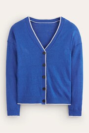 Boden Blue Maggie V-Neck Linen Cardigan - Image 5 of 6