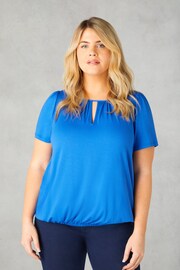 Live Unlimited Curve Blue Jersey Keyhole Top - Image 1 of 4