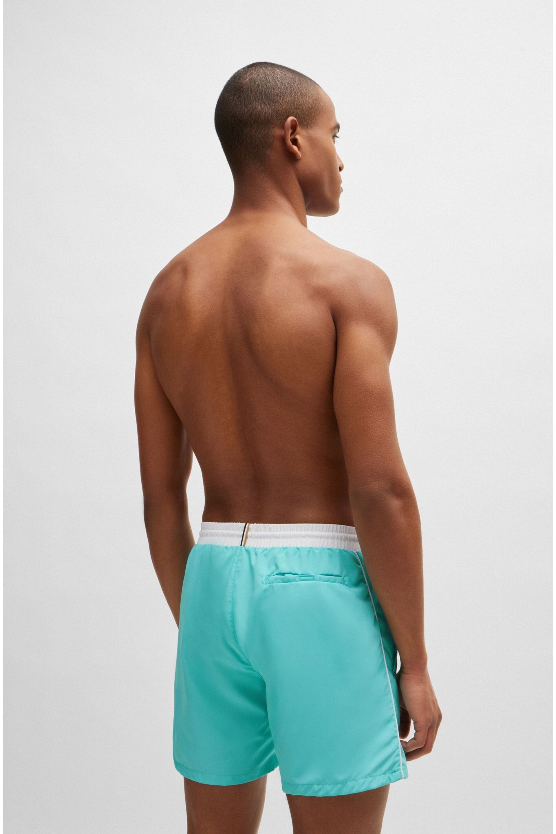 BOSS Blue Contrast-logo Swim Shorts In Recycled Material - Image 2 of 4