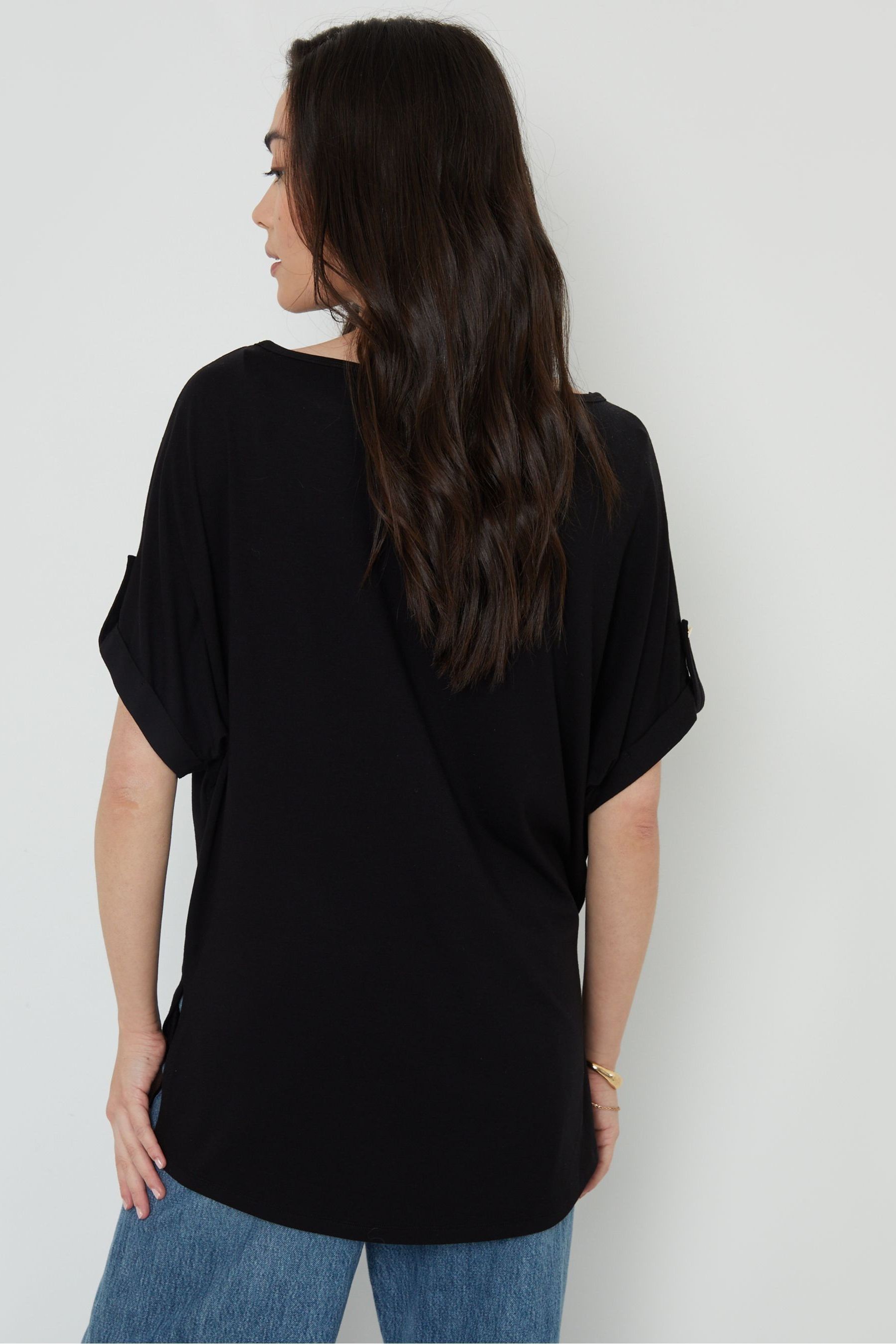 Buy Threadbare Black Batwing Sleeve Slash Neck Tunic Top from Next Malta