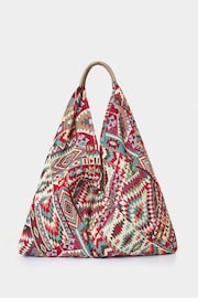 Joe Browns Red Tapestry Carpet Bag with Leather Handles - Image 1 of 3