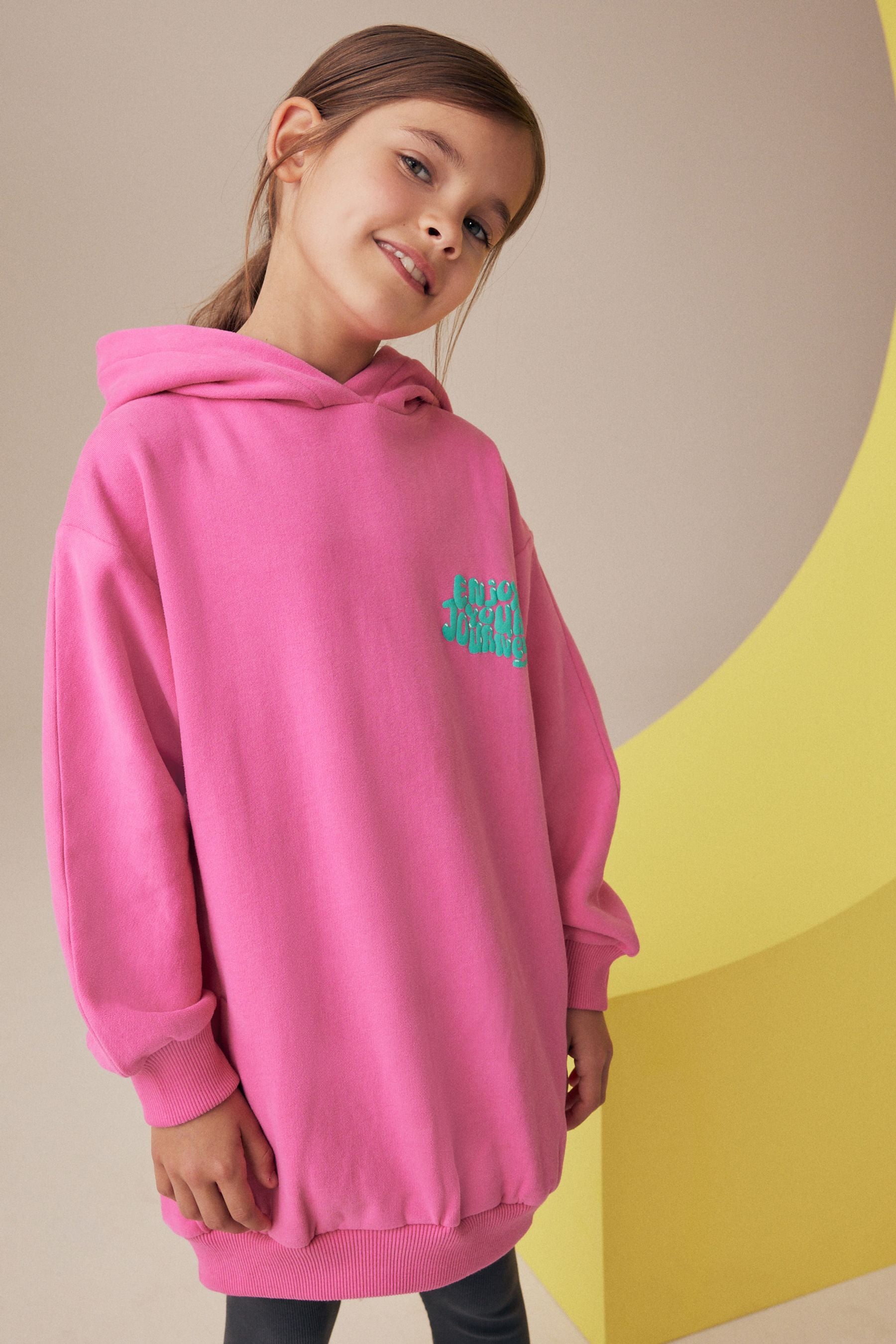 Pink longline hoodie discount