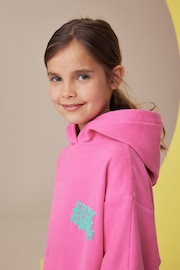 Pink/Green 100% Cotton Printed Longline Hoodie (3-16yrs) - Image 3 of 7