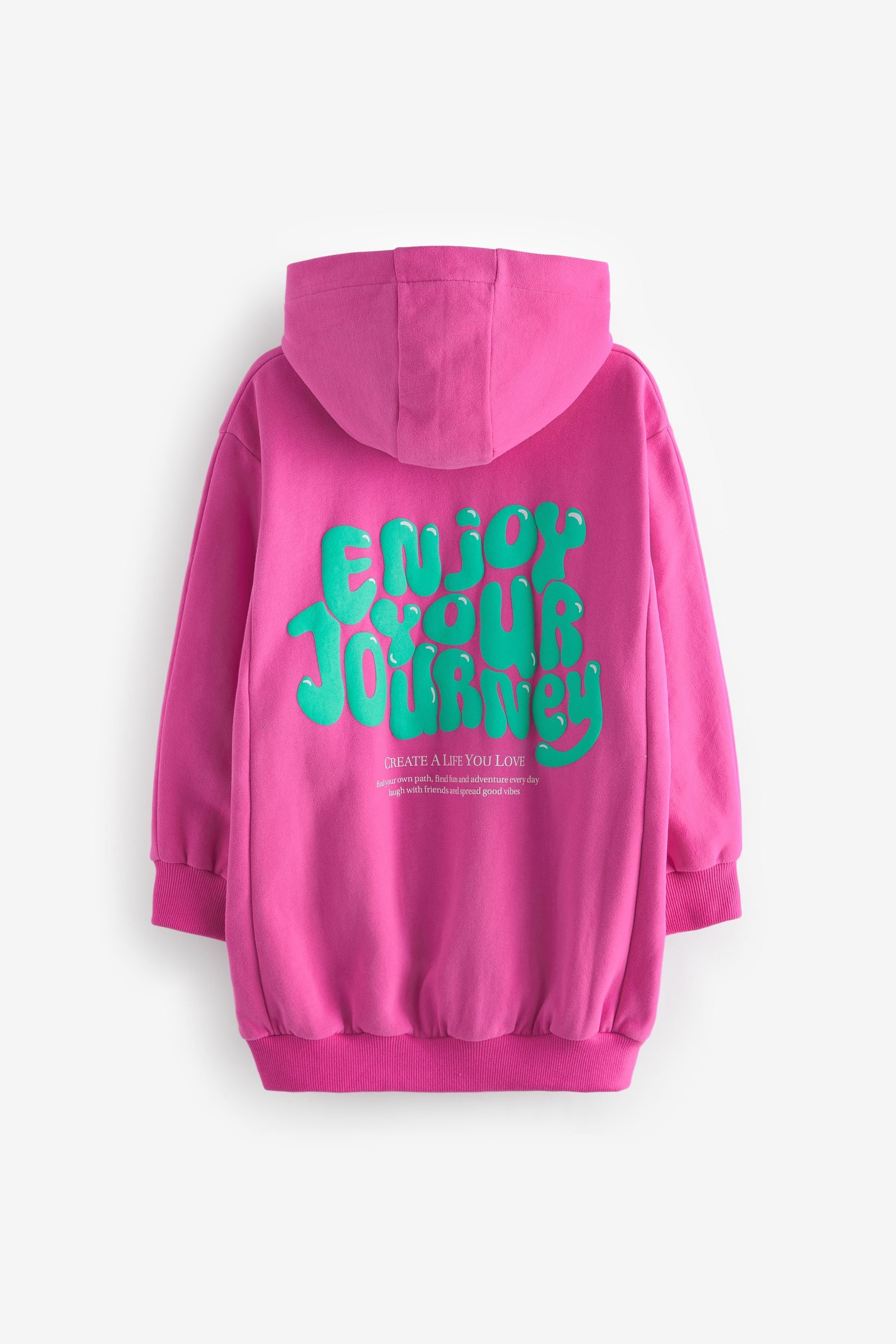 NEXT Pink Green Printed Longline Hoodie 3 16yrs 9 Yrs Girls