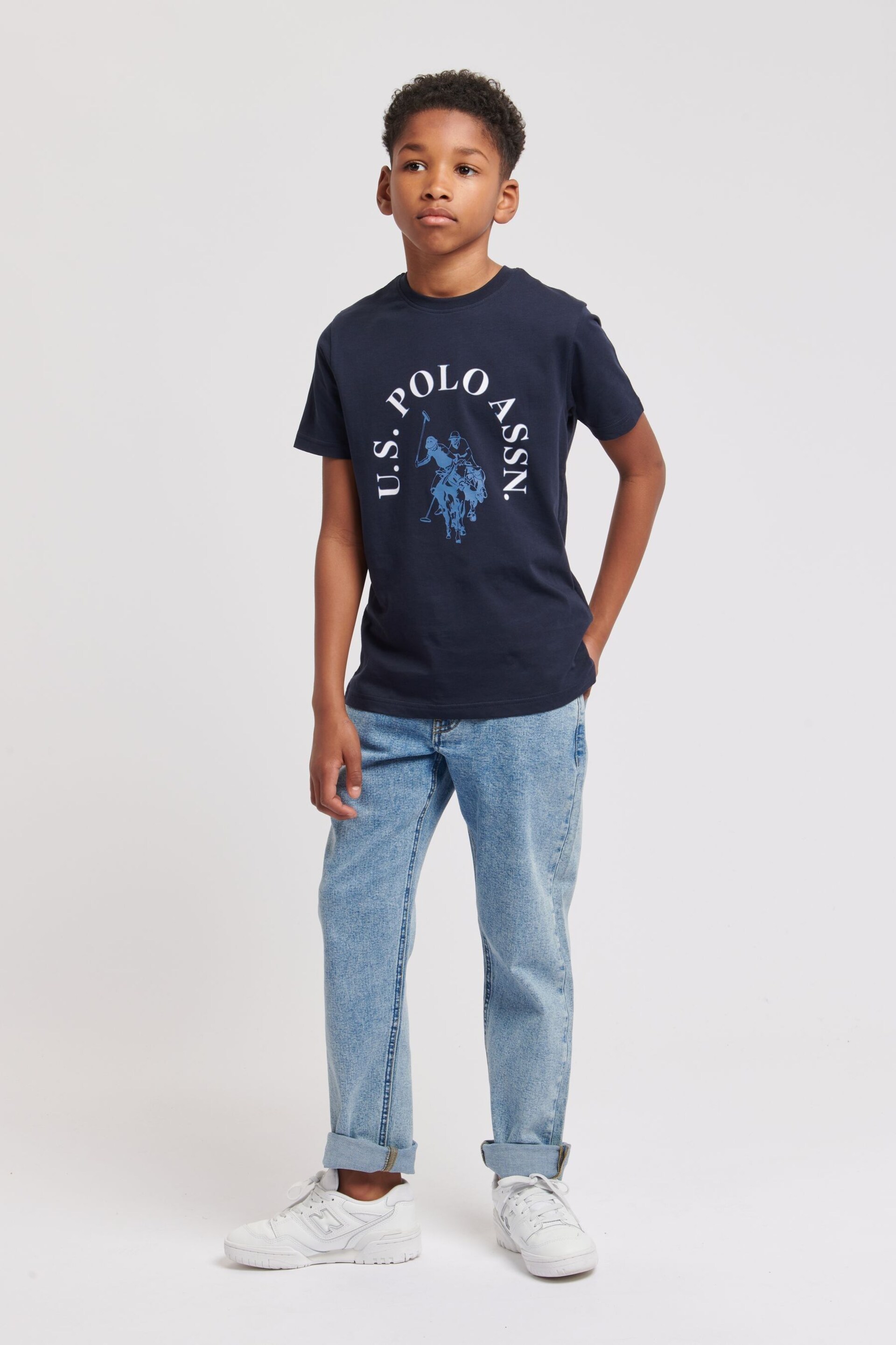 U.S. Polo Assn. Boys Blue Chest Graphic T-Shirt - Image 3 of 8