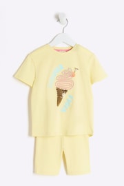 River Island Yellow Girls Summer T-Shirt and Shorts Set - Image 1 of 1