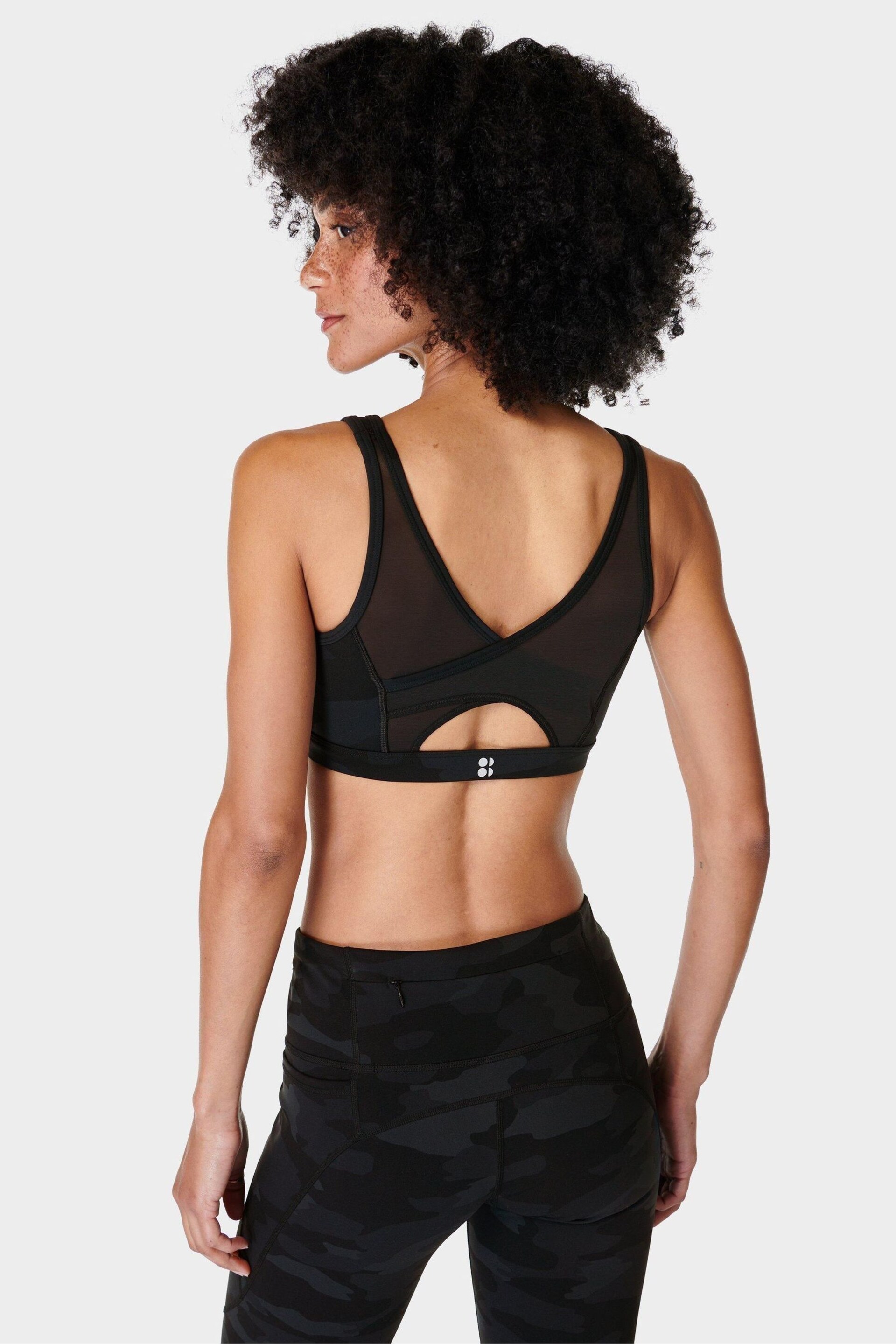 Sweaty Betty Ultra Black Camo Print Power Icon Train Bra - Image 2 of 6