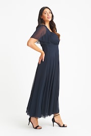 Scarlett & Jo Blue Kemi Bolero Wrap Bodice Mesh Maxi Gown - Image 3 of 4