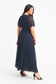 Scarlett & Jo Blue Kemi Bolero Wrap Bodice Mesh Maxi Gown - Image 4 of 4