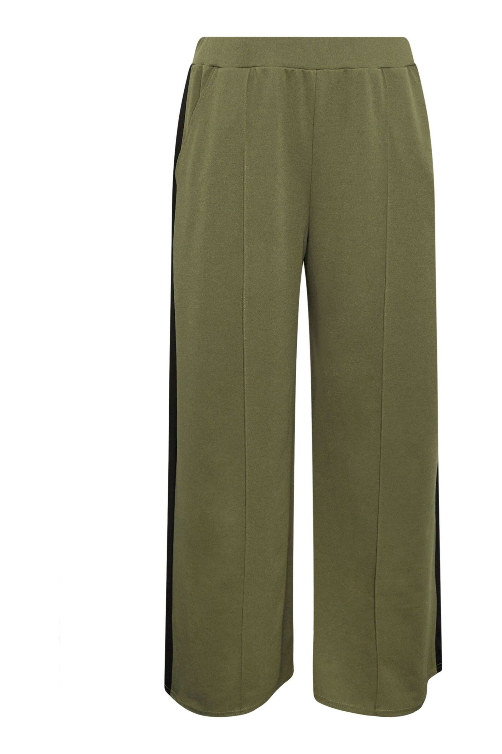 Yours Curve Green Side Stripe Wide Leg Trousers - Image 5 of 5