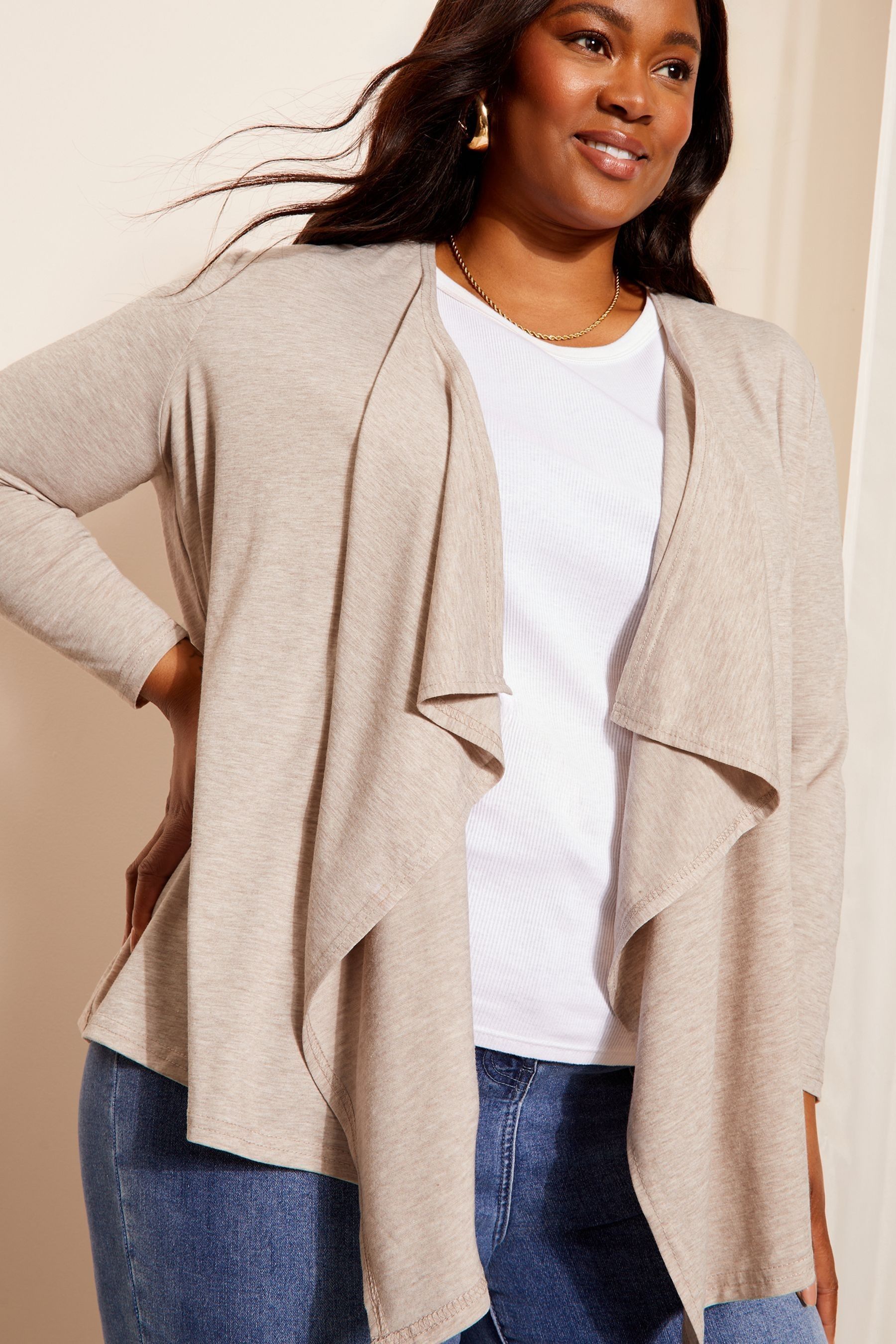 Cream waterfall cardigan hotsell