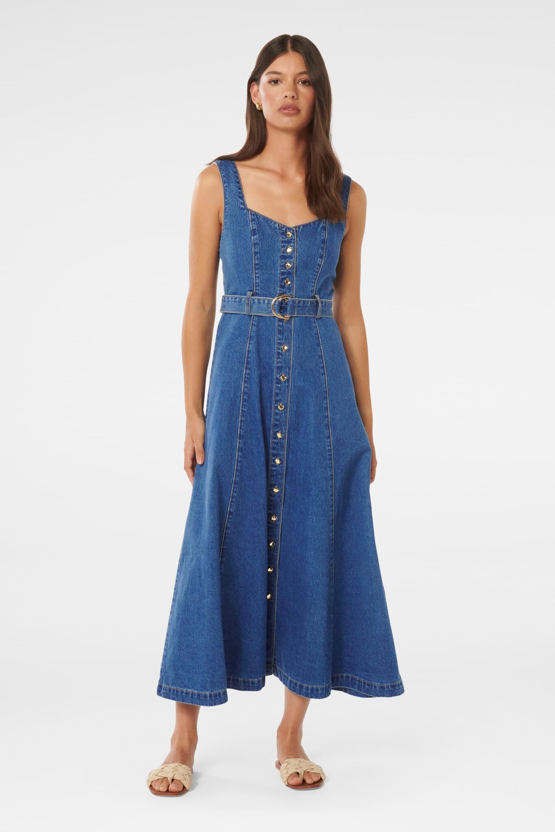 Forever New Blue Maja Denim Dress - Image 3 of 6