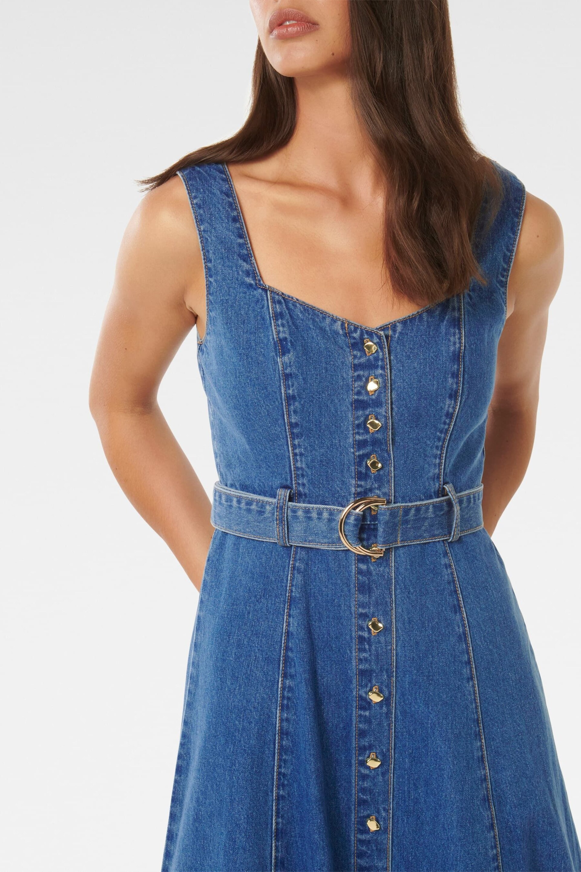 Forever New Blue Maja Denim Dress - Image 4 of 6