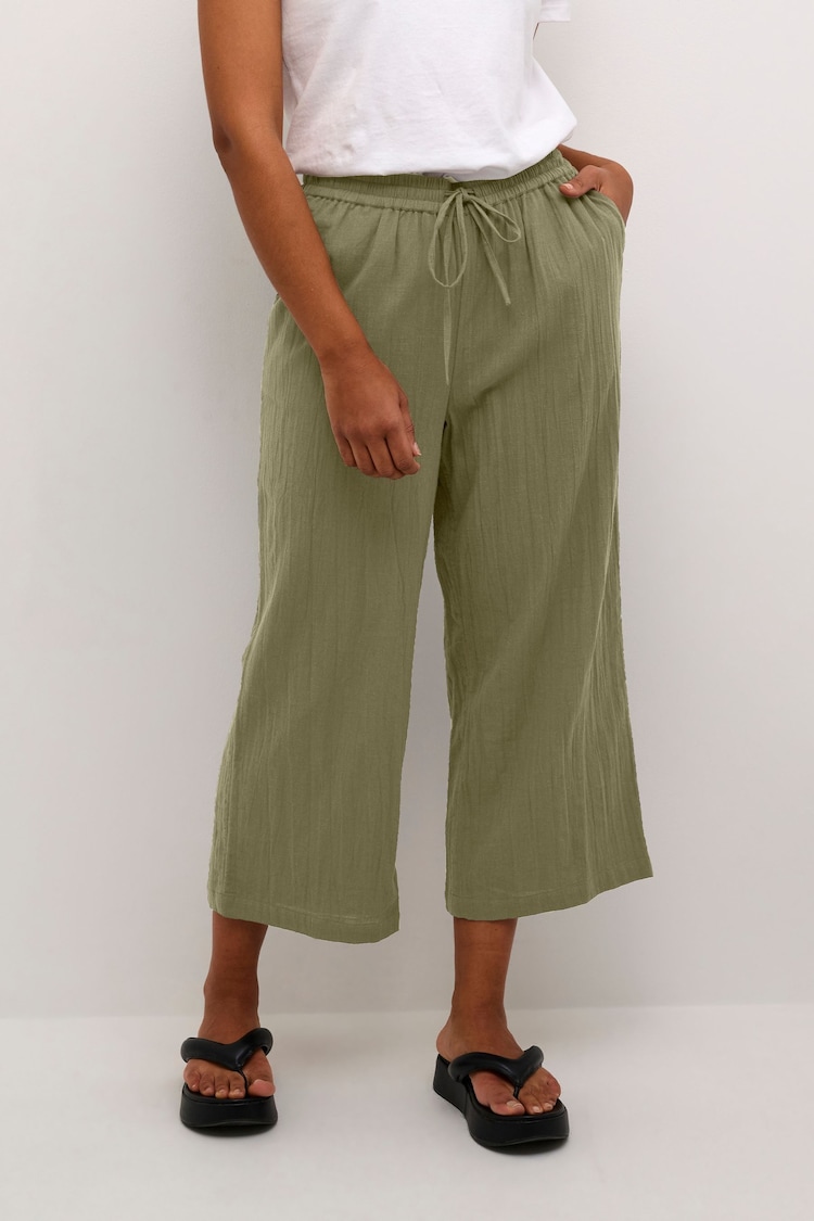 Kaffe Green Emily Culotte Elastic Waist Trousers - Image 1 of 5