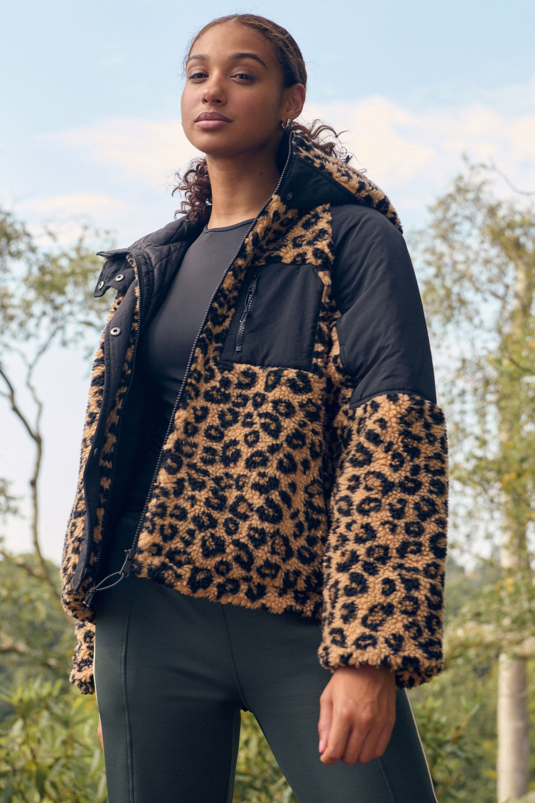 Cheetah print teddy jacket sales