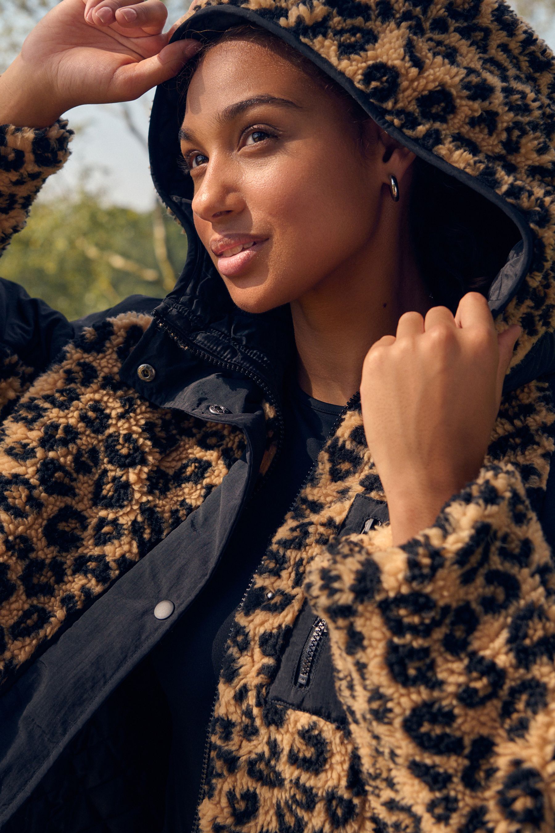 Buy Animal Print Teddy Borg Jacket from Next Qatar