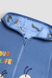 JoJo Maman Bébé Denim Blue Bug Appliqué Reversible Hoodie - Image 6 of 7