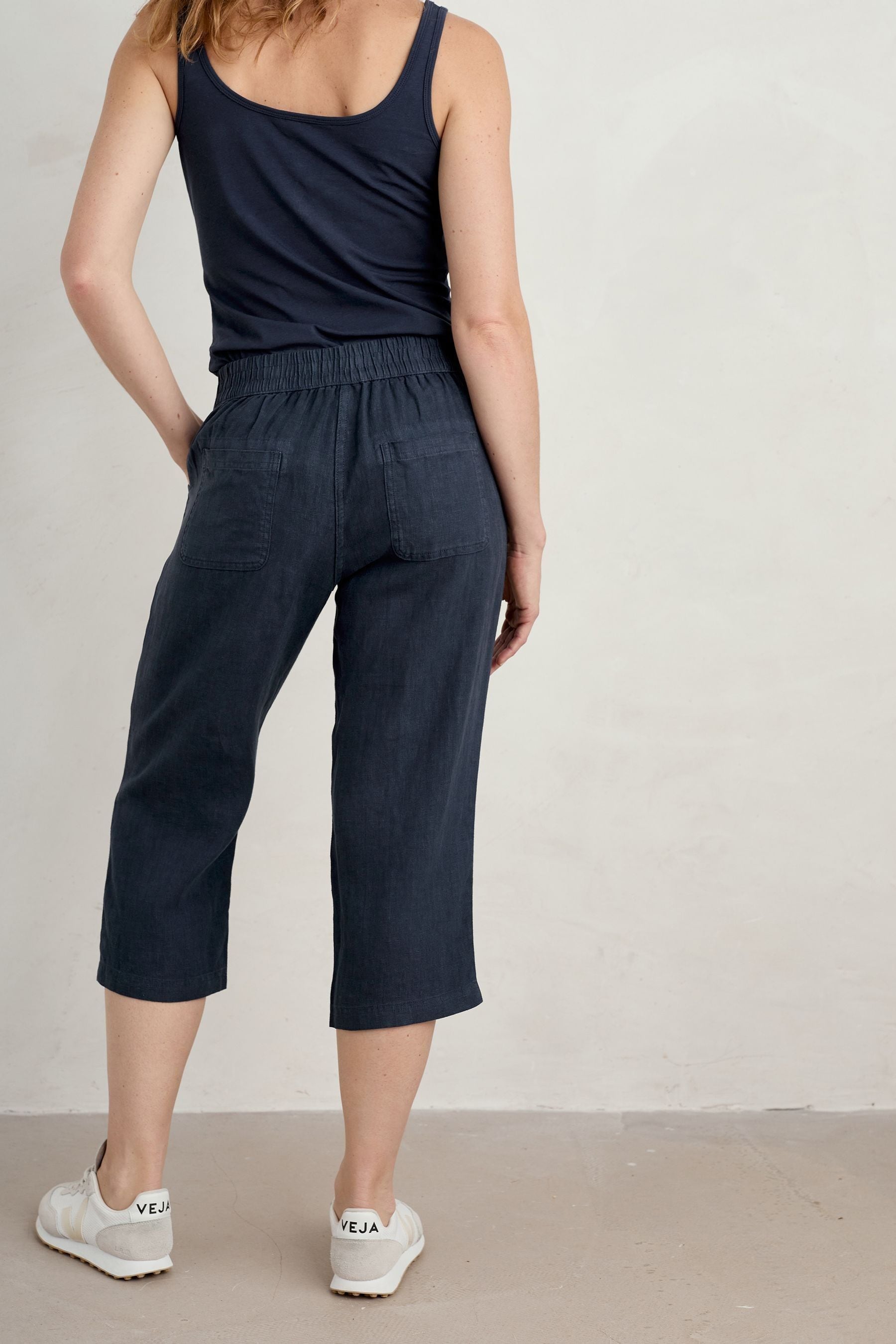 Buy Seasalt Cornwall Blue 100 Linen Brawn Point Crop Trousers from the Next UK online shop