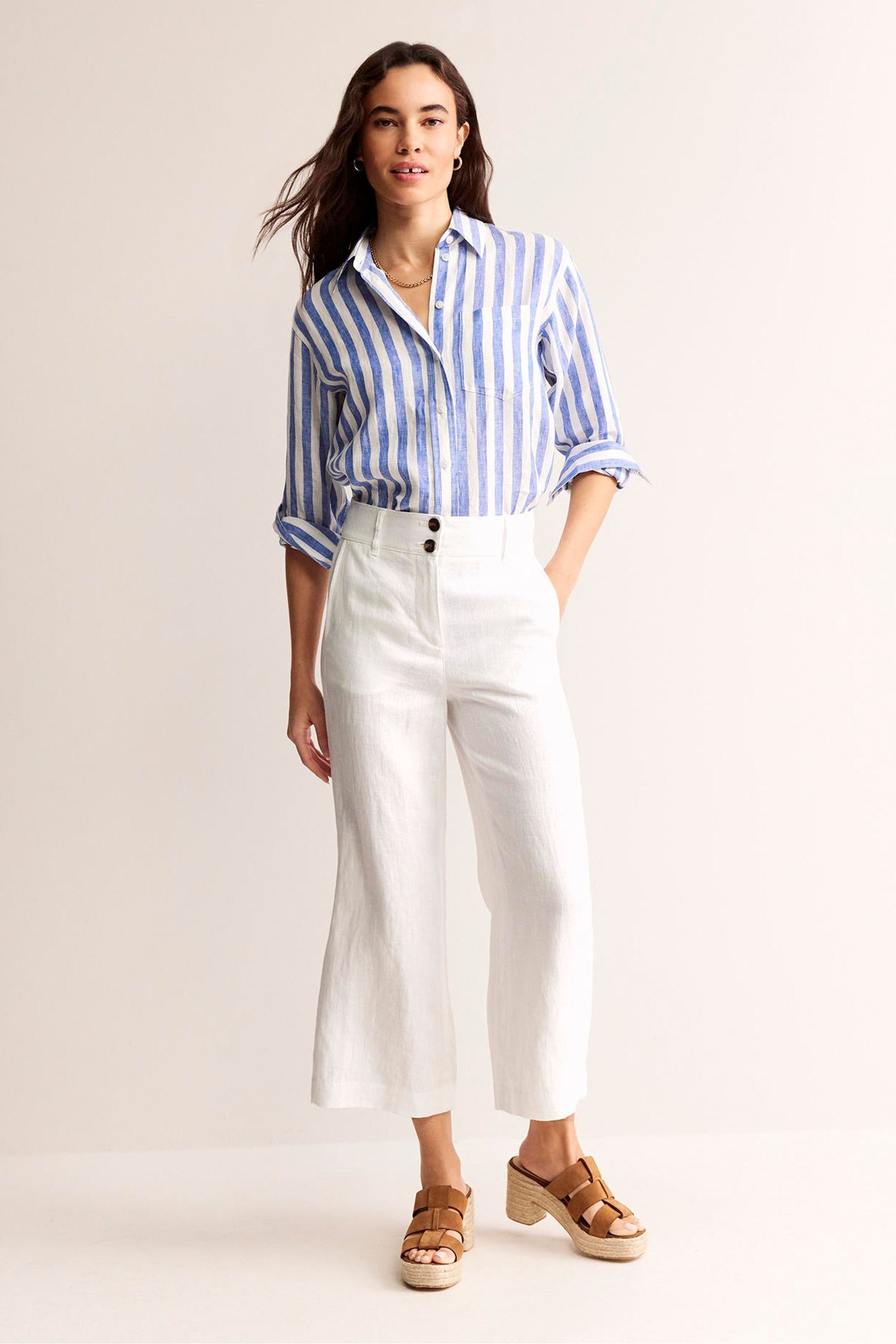 Buy Boden White Westbourne Linen Crop Trousers from Next Canada