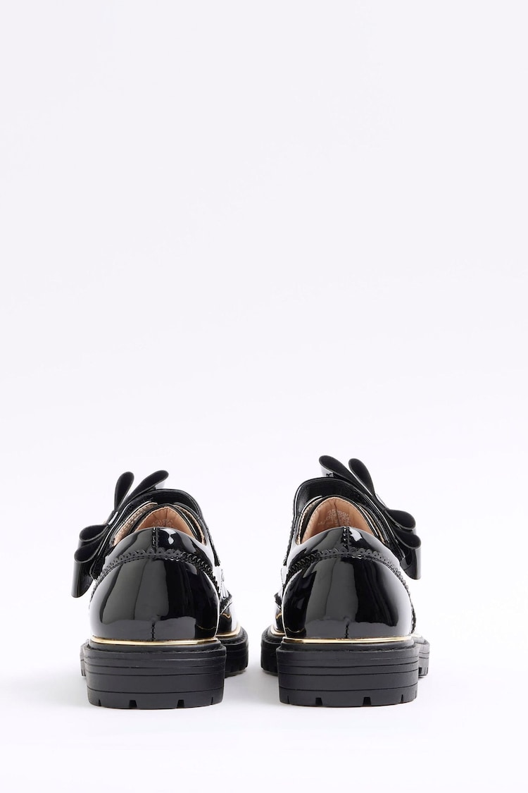 River Island Black Girls Patent Mix Brogues Shoes - Image 2 of 4