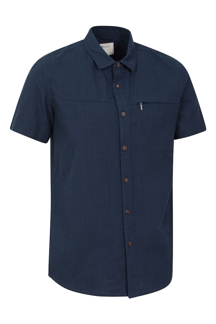 Mountain Warehouse Blue Mens Coconut Slub Texture 100% Cotton Shirt - Image 2 of 5