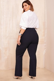 Curves Like These Navy Blue Flared Leg Trouser - Image 4 of 4