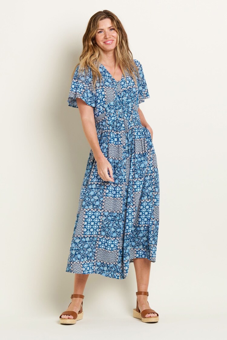 Brakeburn Blue Folk Floral Patchwork Dress - Image 5 of 5