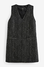 Black Sequin Boucle Mini Dress - Image 1 of 4