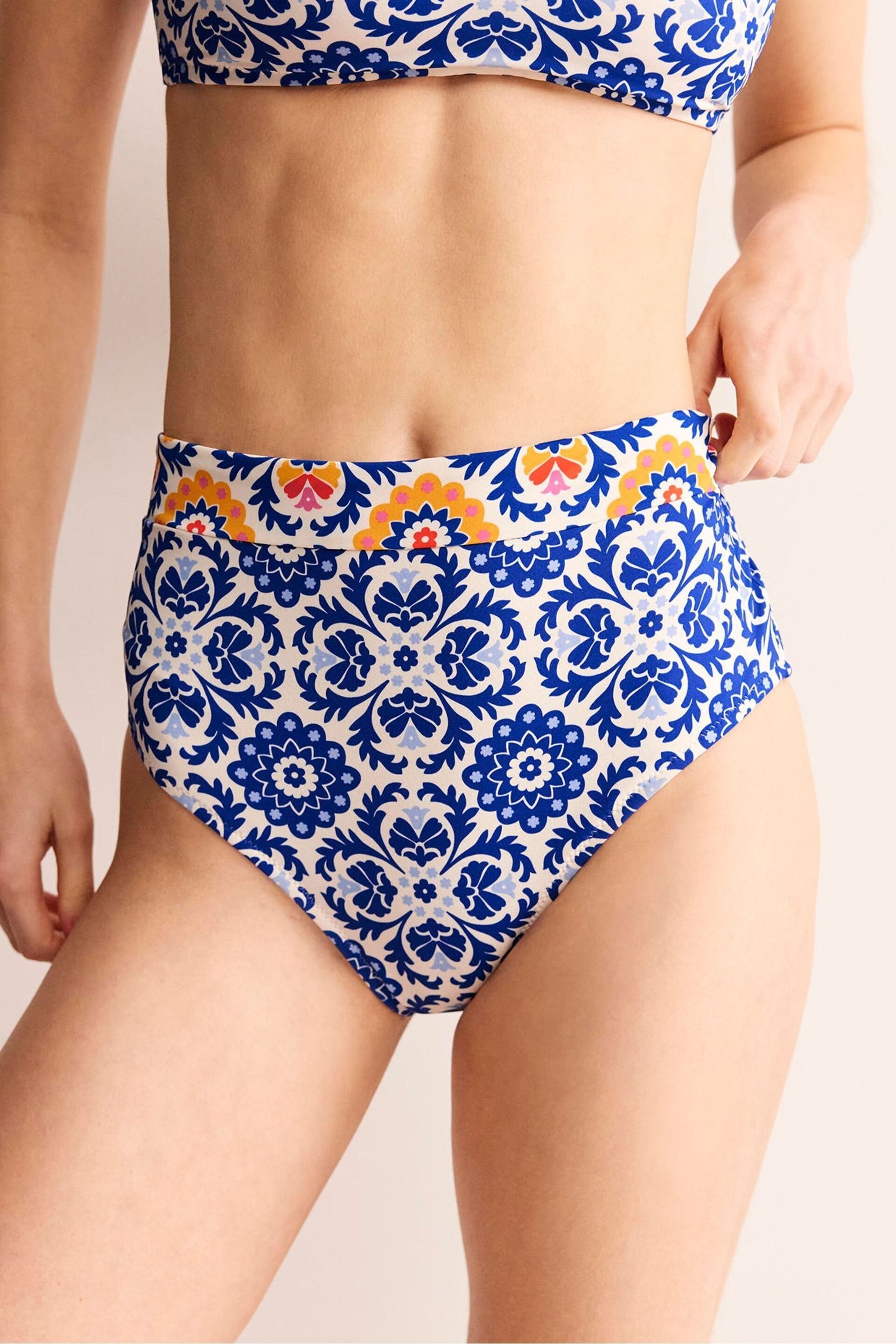 Boden Blue Panel High Waist Bottoms - Image 4 of 6