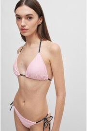 HUGO Pink Branded Strap Triangle Bikini Top With Logo Detail - Image 3 of 5