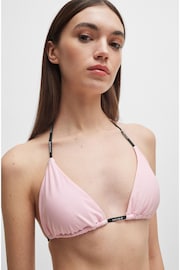 HUGO Pink Branded Strap Triangle Bikini Top With Logo Detail - Image 4 of 5