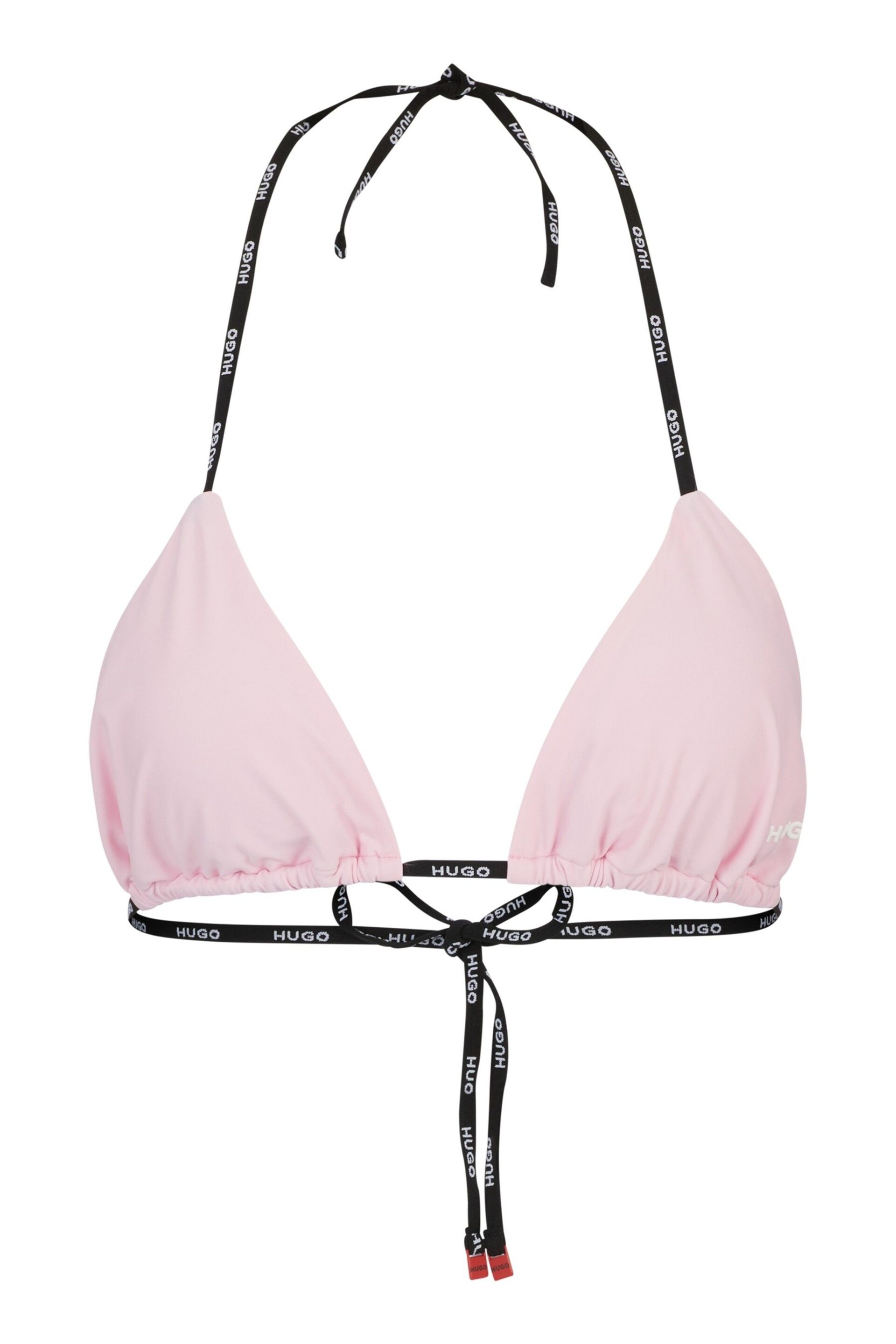 HUGO Pink Branded Strap Triangle Bikini Top With Logo Detail - Image 5 of 5