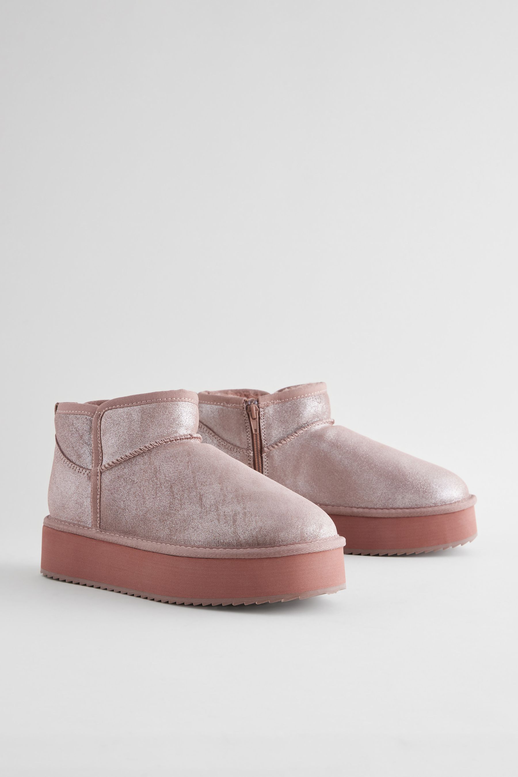 Buy Dusky Pink Metallic Shower Repellent Suede Faux Fur Lined Platform Boots Next Ukraine