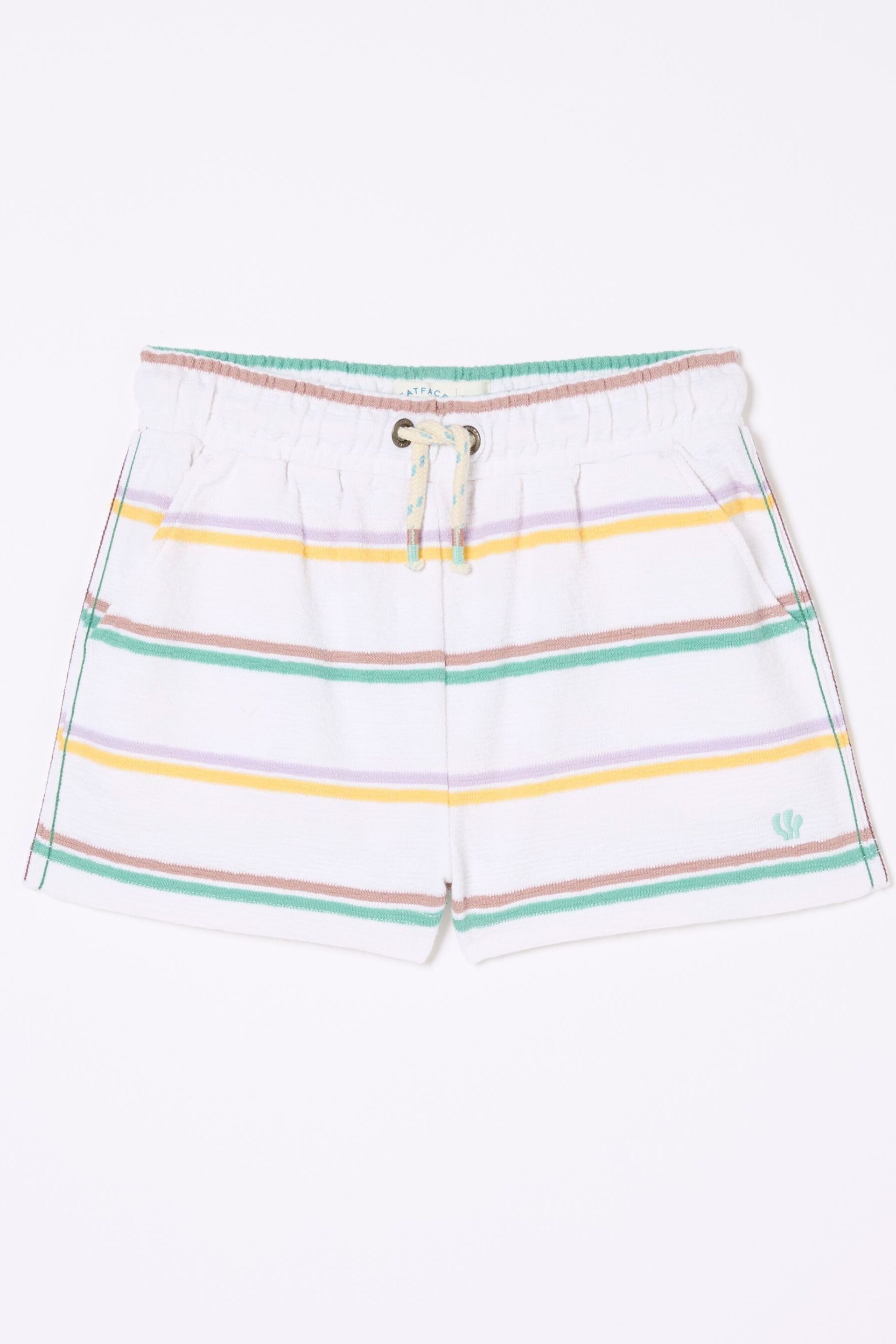 FatFace White Textured Stripe Shorts - Image 4 of 4