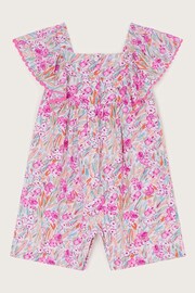 Monsoon Pink Baby Floral Frill Romper - Image 3 of 4