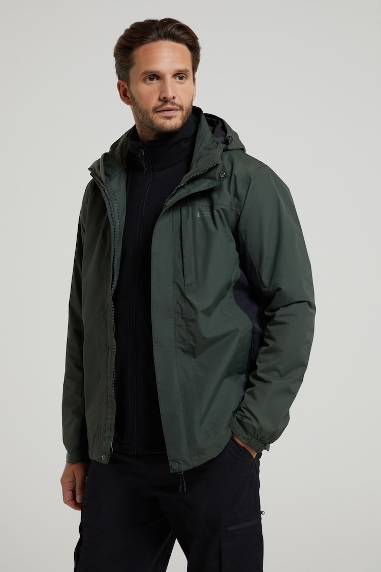 Mountain Warehouse Green Thunderstorm Mens Waterproof 3-In-1 Jacket - Image 2 of 5