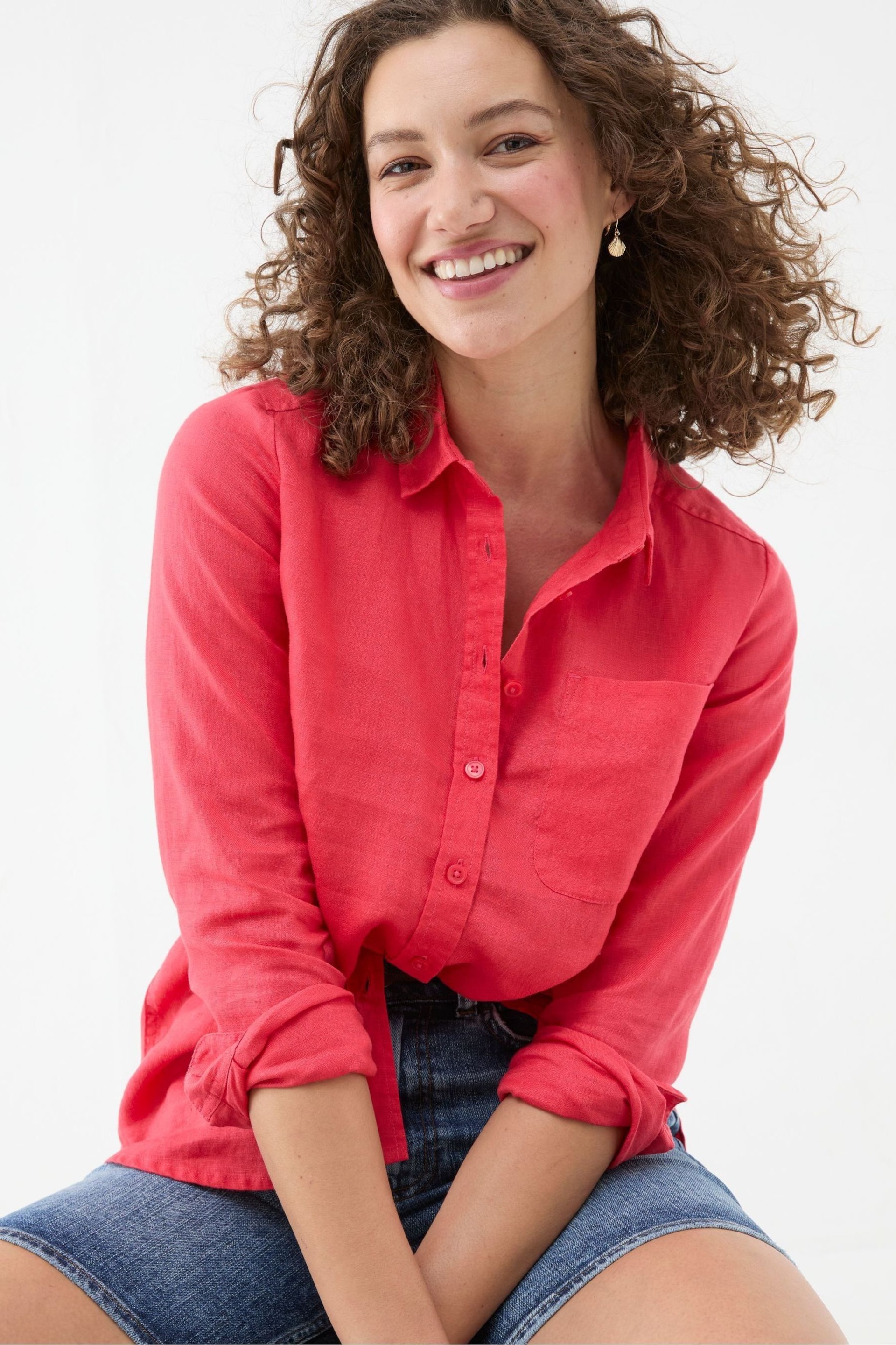 FatFace Red Olivia Linen Shirt - Image 1 of 1