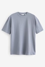 Dusky Blue Relaxed Fit Heavyweight Cotton T-Shirt - Image 5 of 7