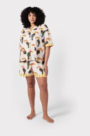 Chelsea Peers Cream Curve Organic Cotton Toucan Print Short Pyjama Set - Image 1 of 5