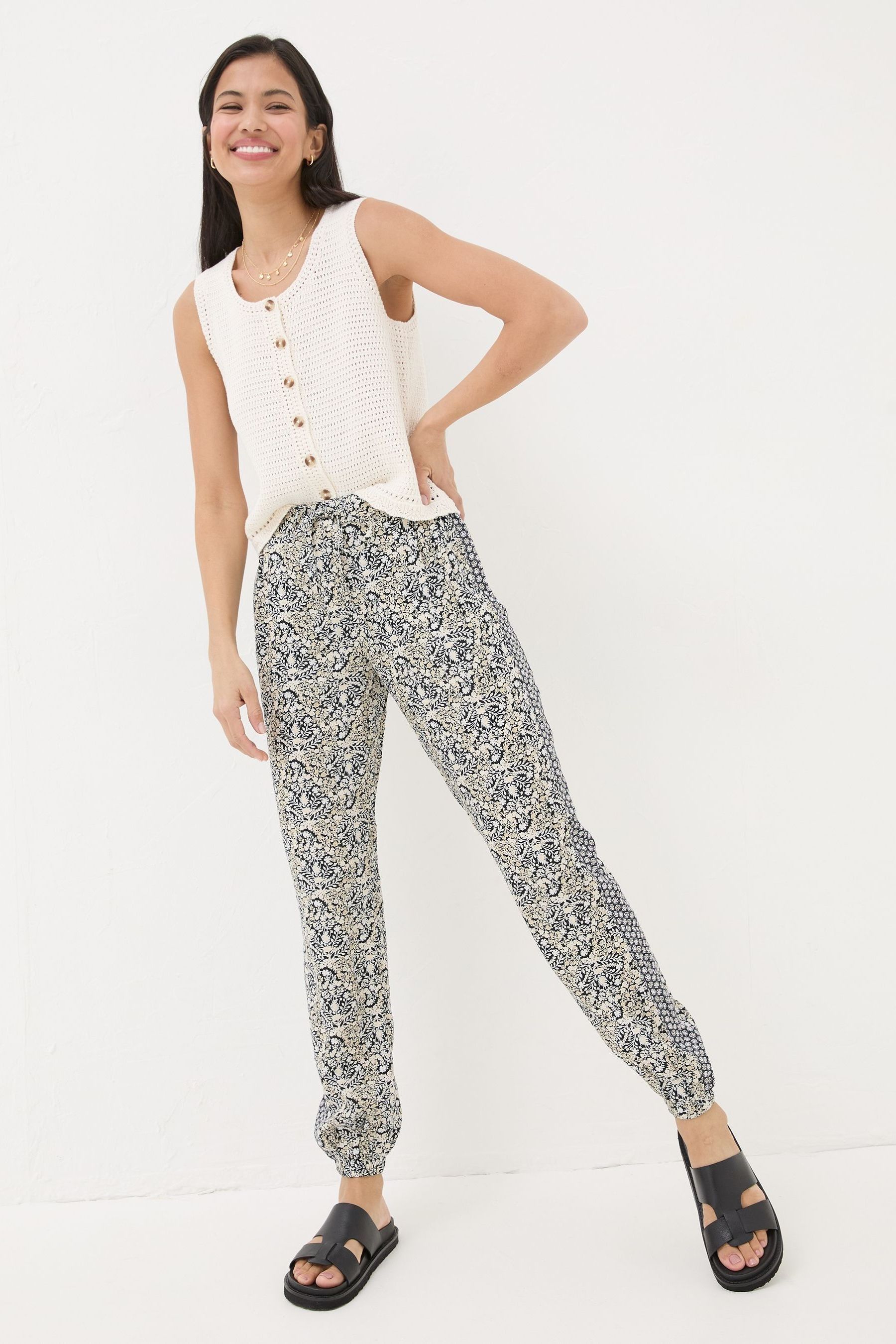 Buy FatFace Lyme Black Inlay Floral Trousers from Next Luxembourg