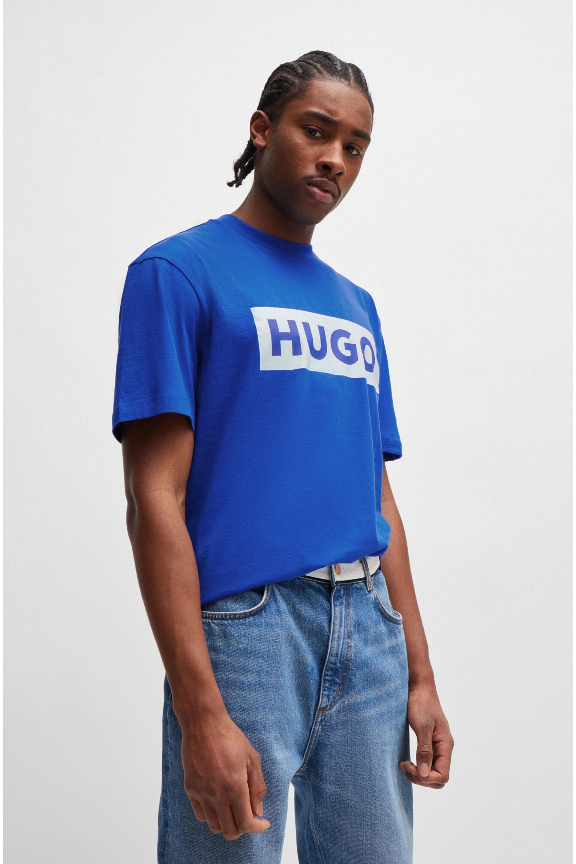 HUGO Blue Large Box Logo T-Shirt - Image 1 of 3