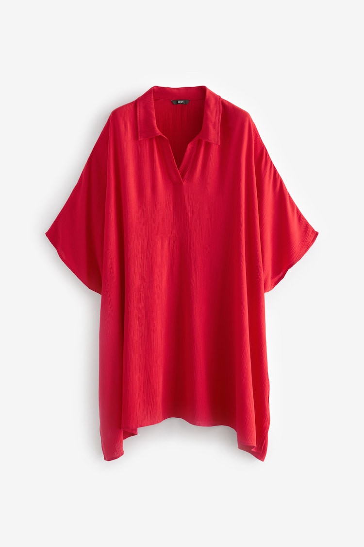 Red Longline Overhead Shirt Cover-Up - Image 1 of 2