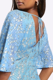 River Island Blue Glitter Tie Back Swing Mini Dress - Image 3 of 4