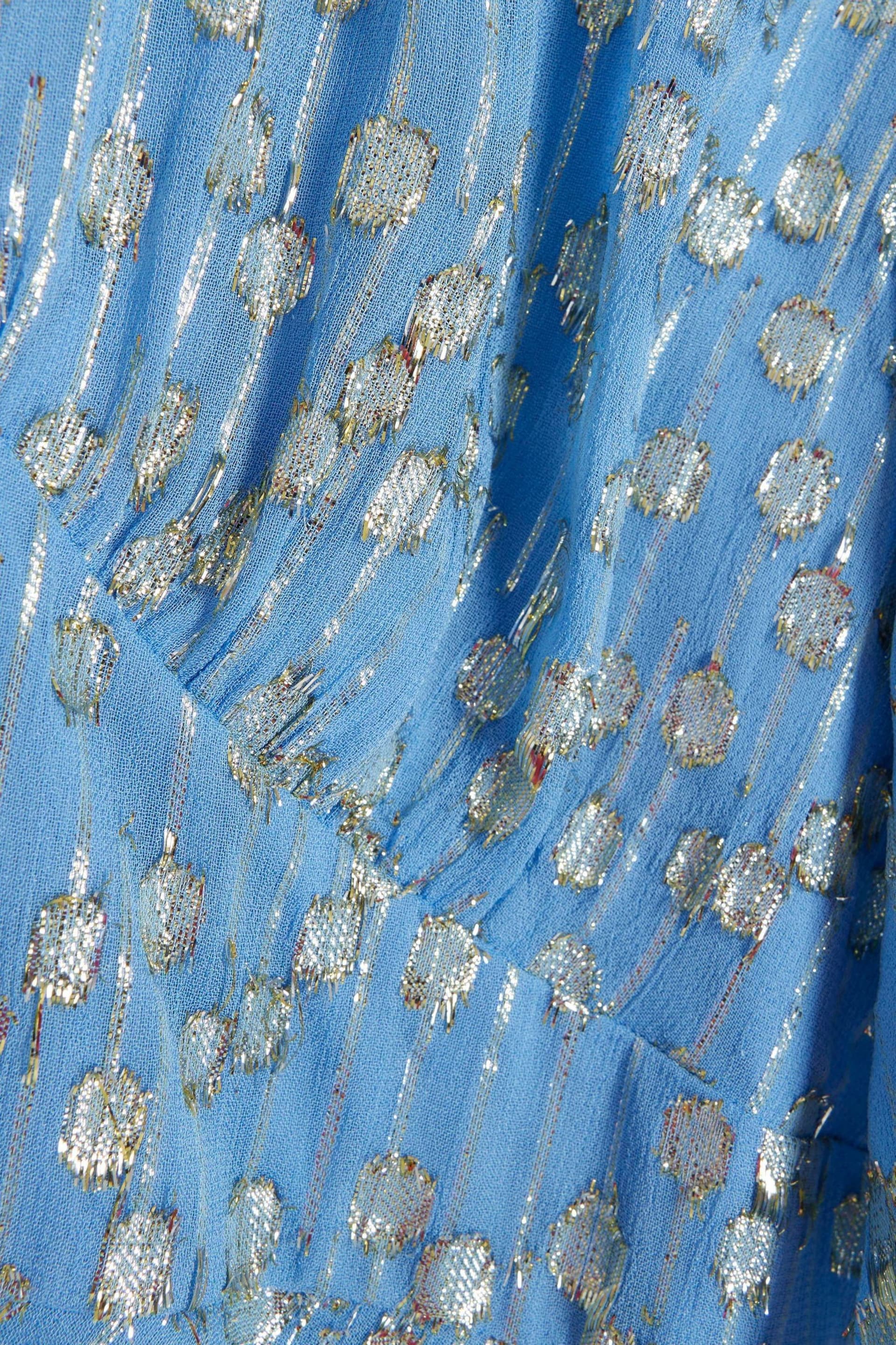 River Island Blue Glitter Tie Back Swing Mini Dress - Image 4 of 4