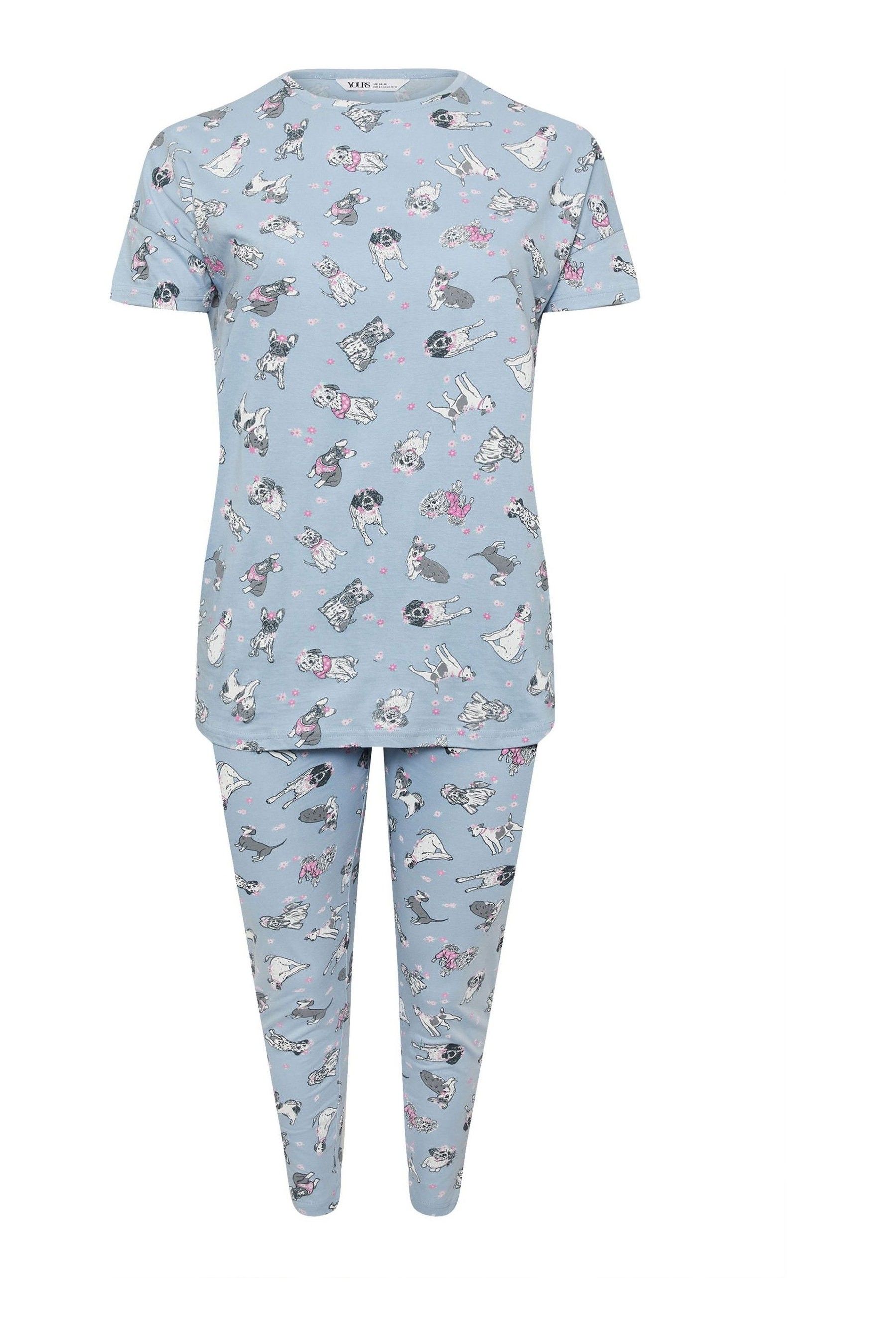 Buy Yours Curve Blue 100 Cotton Dog Print Pyjama Set from the Next UK online shop